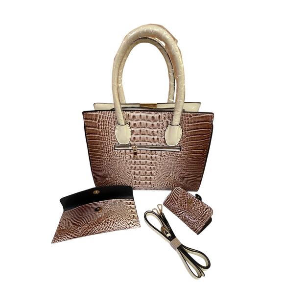 Women’s New Faux Alligator Textured Purse Set - Picture 1 of 6